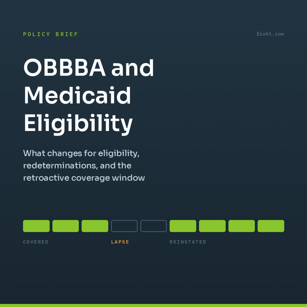 Coverage timeline showing a Medicaid lapse and reinstatement under OBBBA